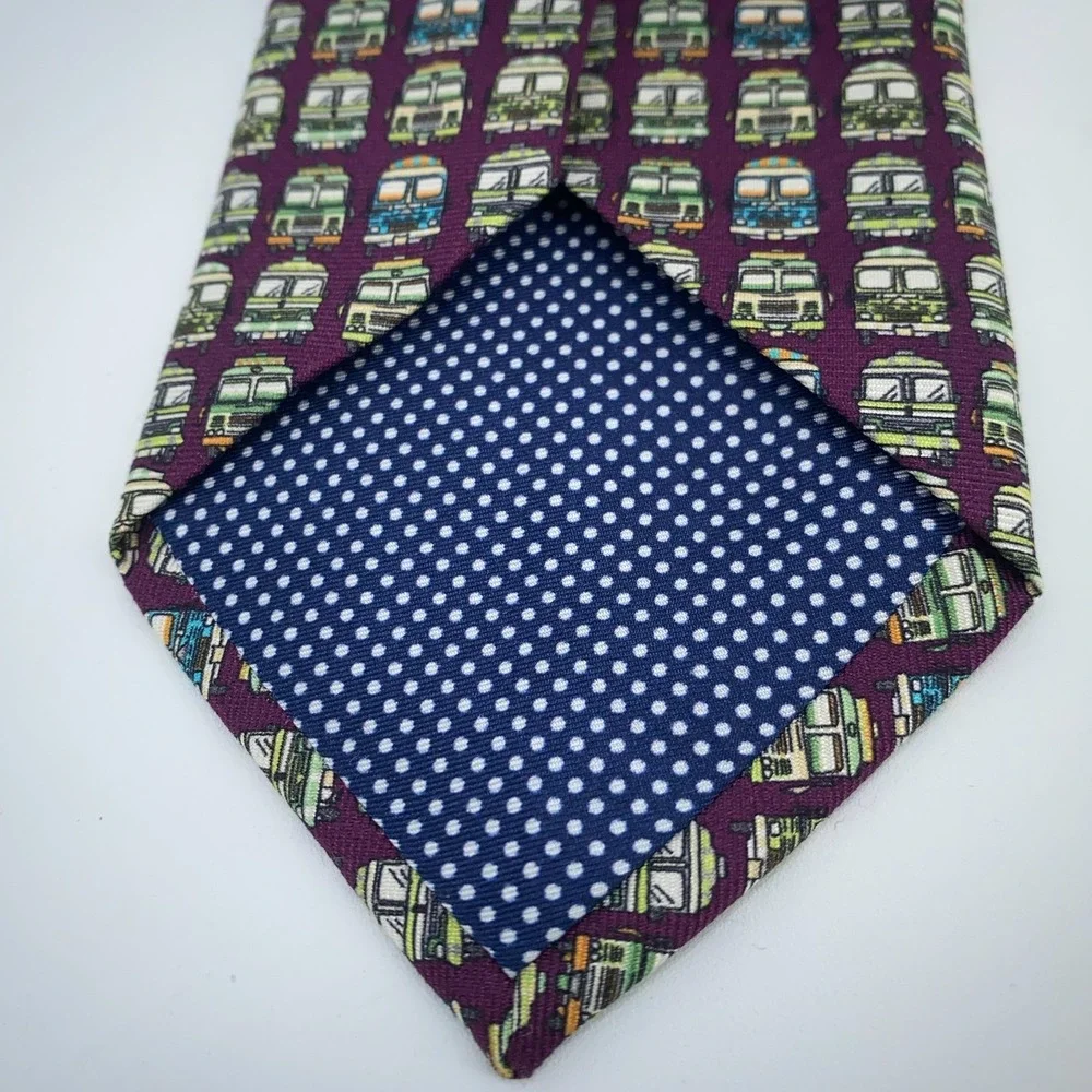 Eton‎ Tie Men One Size Multi Trucks Print Silk Classic Fit Necktie Italy Made